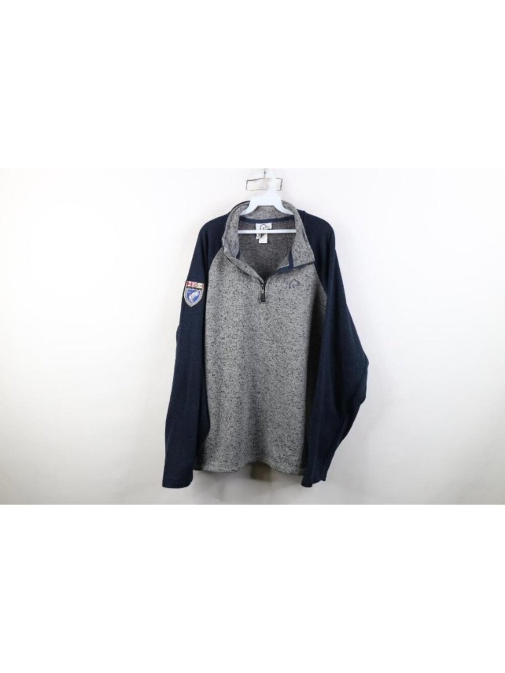 Vintage Ducks Unlimited Mens 2XL XXL Spell Out Crest Shield 1/4 Zip Sweater Gray